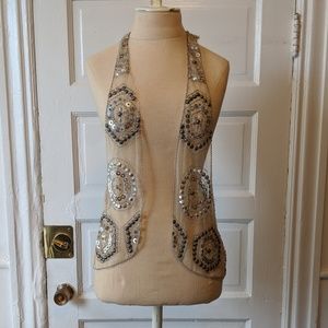 Sequin/beaded Anthropologie sheer vest